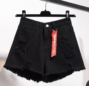 Kvinna sommaren hög midja denim shorts kvinnor plus storlek 5xl lösa hål tofsar harajuku heta byxor sexiga jeans kort flicka våren