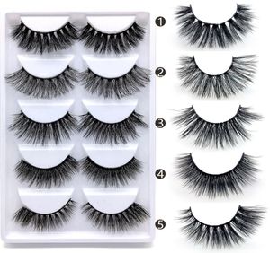 3D Mink Eyelashes blandade stilar 22mm 4 olika stilar Big Eye 5 par naturligt långt tjockt handgjorda hårförlängning2629481