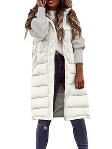 Kvinnors västar väst kvinnor vit s5xl ärmlös bomullsrock 2023 Autumn Winter Fashion Temperament Long Slim Light Thin Hooded Waistcoat 231128