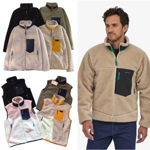 Designer Mens Fleece Jacket Thick Vest Thick Warm Down Classic Retro Antumn Winter Models Lamb Cashmere VEST Coat Women Casual Long Sleeve