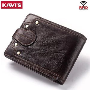 KAVIS Genuine Cow leather Male Wallet Men's Purse Small RFID Leather Perse Mini Card Holder Storage Walet Bag Hasp Coin Purse274S
