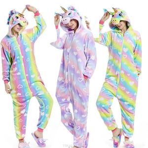 Pajamas kvinnor män unisex vuxen flanell unicorn kigurumi anime cosplay costume jumpsuits vinter lysande pyjamas barn spindel enises pjs 231124