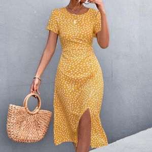 Vestidos casuais Sweet Women Vestido de verão Respirável Midi Dot Print Fino Colorfast Lady Beach Dress-up