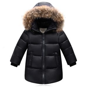 Down Coat Nature Fur Winter Down Jacket For Boys Coats Girl Clothes Barnkläder förtjockar Ytterkläder Parka Kids 80-160cm 231129