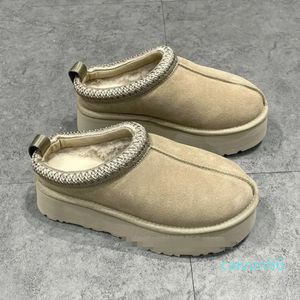 Australien Mustard Seed Fur Slippers Classic Ultra Mini Snow Boots Kvinnor Winter Sheepskin Suede Warm Slip-On Shoes Black Grey