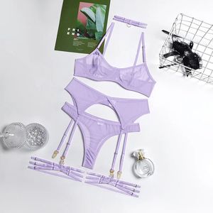 Sexy Set Multi style 4 piece Lace Bra Underwire Garter Panty Underwear Ladies Lingerie Woman Clothes 231219