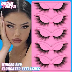 False Eyelashes GROINNEYA 3D Cat Eyelashes 3/5 Pairs Faux Mink Fox Eyelash Winged Fluffy Fake Lashes Maquiagem Natural Long Faux Cils Makeup Q231129