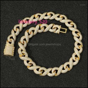 Verkauf von Hiphop 15 mm Iced Out Kubikzircon Nummer 8 geformte kubanische Gliederkette Halsband Halskette Herren Cz Big Gold Ketten Drop Lieferung 2021 Halskette