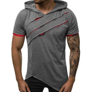 Summer Men's Hooded T-shirt Casual Slim Short Sleeve Hoodies Men Plus Size 3xl Solidwear Homme Outdoors High Street Print Pullover