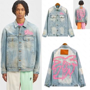 Palms Palm Angel PA 23FW Designer Mens Denim Jacket Woman Casual Loose Jackets Classic Wash Ytterkläder Outsize Frayed Stylist Streetwear Hip Hop Clothing Angels CCC