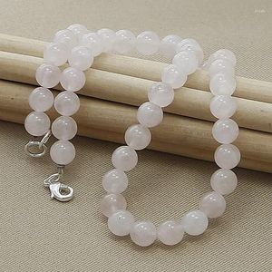 Chains Top Quality 925 Sterling Silver Fashion Charming Pink Pearl Crystal Necklace For Women Lady Party Jewelry Gifts Wholesale