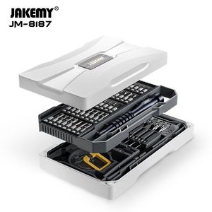 Skruvmejslar JAKEMY JM8187 Precision Skruvmejsel Set Aluminiumlegeringshandtag Magnetiska CRV -bitar för mobiltelefon Tablett PC -reparationsverktyg