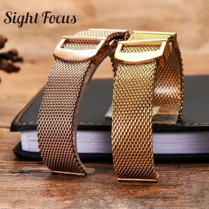 Titta på band 20mm 22mm Milanese Mesh Stainless Steel Watchband för IWC Portofino IW356501 356505 Ersättningsmetallarmband Deployant Buckle 231128