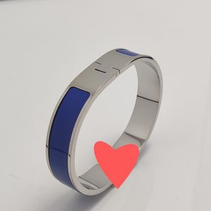 Designer Love Emaljarmband Bangles smycken manschett för män kvinnor lyx 18k gul guldpläterad rostfritt stål titan rose silver smycken 12 mm bred ag mörkblå