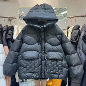 Mulheres para baixo parkas em pão curto jaqueta pato branco casaco mulher moda com capuz parka roupas de inverno tamanho grande casaco 231129