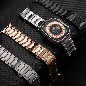 Pulseira de aço inoxidável com furo redondo de metal, pulseira de pulseira, pulseira de relógio para Apple Watch Series 3 4 5 6 7 8 9 SE Ultra 2 iWatch 42 44 45 49mm