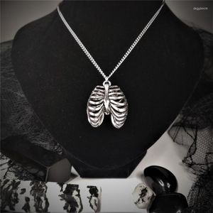 Hänge halsband Ribcage halsband rib benskelett smycken gotiska gåvor för kvinnor valentiner