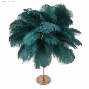 Bordslampor Feather Table Lamp 3 Färg Dimble Touch Switch USB Plug i Romantic Modern Decorative Bedside Light for Bedroom YQ231129