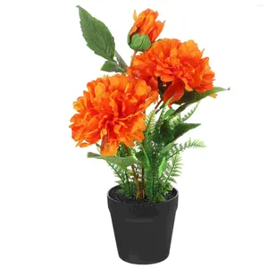 Flores decorativas flor de peônia artificial em vaso interior decoração de plantas falso bonsai