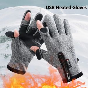 Five Fingers Gloves Rechargeable Outdoor Sports Motorcycle Mittens Electric Heating USB Heated Hand Warmer Winter Touch Screen 231129