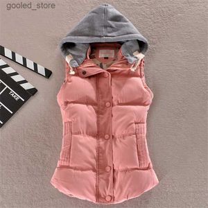 Mäns västar vinter casual harajuku kappkvinna västar Roupas Femininas Basic Jackets Veste Femme Hooded Vest Women Ytterkläder Kläder Chaqueta Q231129