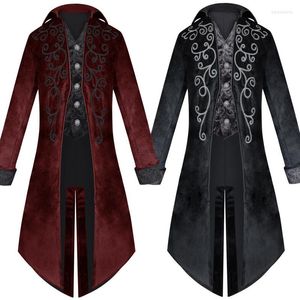 Giacche da uomo 32 2023 Velet Giacca medievale Manica lunga Steampunk Costume vittoriano per uomo Frac Abito da sposa vintage Nobel Cosplay