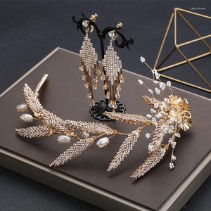 Headpieces Sen Line European And American Wind Side Clip Hair Accessories Bride Wedding Headdress Evening Dress Golden Baroque Jewelry