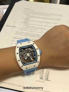 Дизайнерские часы Ri mliles Роскошные часы Механические крутые наручные часы Factory rm055 многофункциональные мужские швейцарские белые керамические мужские стиль 2023