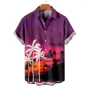 T-shirt da uomo Manica lunga 4x Uomo alto per uomo Hawaiianss Camicia stampata 3D con risvolto corto primaverile ed estivo