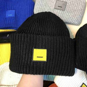 Winter Hat Designer Beanie Hats Designers Women Ac Square Smiley Face Wool Knitted High Version Female Pullover Casual Warm Elastic Fitted Caps 6YKWT