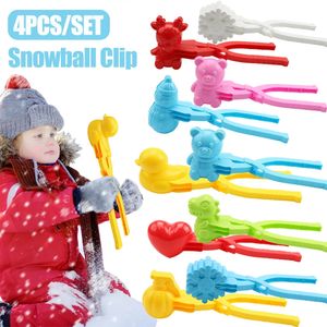 Novelty Games 14pcs Snowball Clip Snow Grasping Clamps Tool Multishape Cartoon Snowballs Grabber Throw Ball Sports Toys Kids 231128