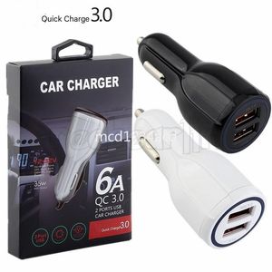 12W 2.4A Dual USB Ports Car Charger Vehicle Auto Power Adapters för iPhone 11 12 13 14 15 Pro Max Samsung HTC M1 med låda