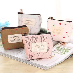 أزياء زهرة عملة العملة المعدنية الصغيرة طازجة القماش المحفظة سيدة Girls Coins Coins Key Money Storage Bag Zipper Pouch DE801