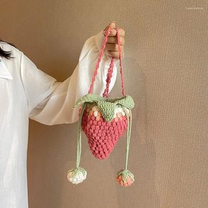 Evening Bags 2023 Knitting Purse And Handbags Casual Lovely Sweet Cartoon Strawberry Japanese Style Fashion All-match Crossbody