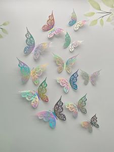 Wall Stickers 12 Pieces 3D Hollow Butterfly Sticker Bedroom Living Room Home Decoration Paper 231128