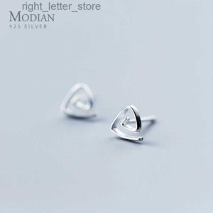 Stud Modian Authentic 925 Sterling Silver Minimalist Geometric Triangle Tiny Stud Earring for Women Korea Style Ear Pin Fine Jewelry YQ231128