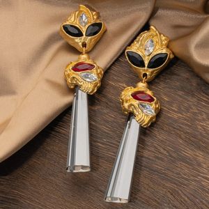 Charm Women Vintage Gold Color Terrestrial Alien Big Eyes Earring Stud Clip Handmased Multi Cut Glass Jewelry Gifts 231129