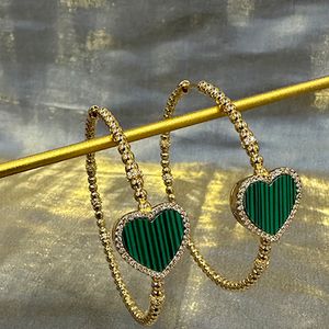 Yumm Imported Imitation Malachite Love Earrings S925 Sterling Silver Fashion Light Luxury Personalized Women's Jewelry Festival Gift