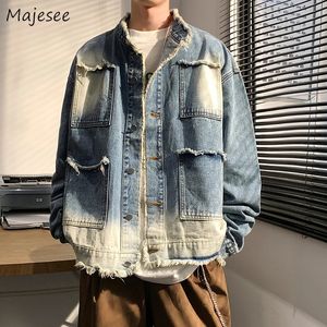 Erkek Ceketler Denim Ceketler Erkekler Birleştirilmiş Yıkmış Y2K Giysileri Vintage Street Giyim UNISEX S-3XL YEMENLER Moda Giyim Gradyan Chaquetas All-Match 231129