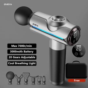 Full Body Massager Oveya 20 Gears Aluminium Alloy Lightweight Massage Gun Deep Muscle Massager With 6 Heads Powerful Motor For Home Gym 231128