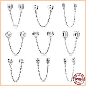 925 charm beads accessories fit pandora charms jewelry High Quality Jewelry Gift Wholesale Sparkling Clear Sparkle Princess Safety Chain