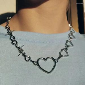Hänge halsband punk metall kärlek hjärtat taggar halsband för kvinnor mode vintage hip hop rock charm 90s estetik smycken gåva