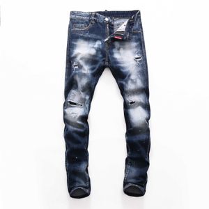 blue wash hole little feet night club patch quality D2 jeans pants men's pants