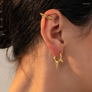 Brincos de argolas rebite de irregularidade geométrica punk para homens mulheres moda cor de ouro sem piercing jóias de círculo de ouvido falsas