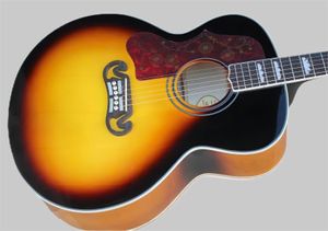 Vänsterhandad solid gran Top 43 tum SJ200 Sunburst Acoustic Guitar Rosewood Fingerboard Mahogny Neck Maple Back Side grossist Hög kvalitet