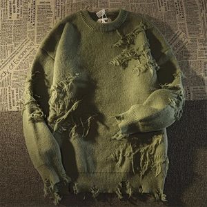 Men's Sweaters 2023 Autumnand y2k Streetwear Men Retro Hole Fringed Sweater Loose Versatile For And Women Long 231128