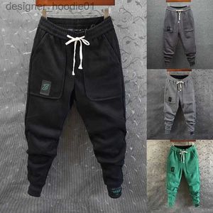 Calças masculinas Calças de trilha Homens 2024 Outono Inverno Calças Esportivas Corredores Lã Lã Grosso Quente Tendência Ao Ar Livre Slim Pequena Perna Calças Sweatpants L231129