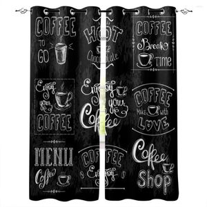 Tenda Caffè Testo Graffiti Sfondo Nero Finestra Per Soggiorno Camera Da Letto Home Decor Cucina Tende