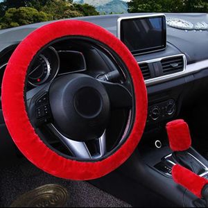 Steering Wheel Covers Handbrake Cover Protection Universal Winter 3Pcs Fluffy