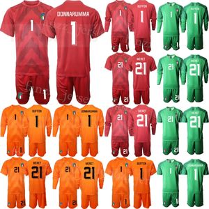 Seleção Nacional Masculina Futebol Italia Goleiro Jersey Set 2022-23 GK Manga Longa Gianluigi Donnarumma Guglielmo Vicario Alex Meret Gianluigi Buffon Camisa de Futebol